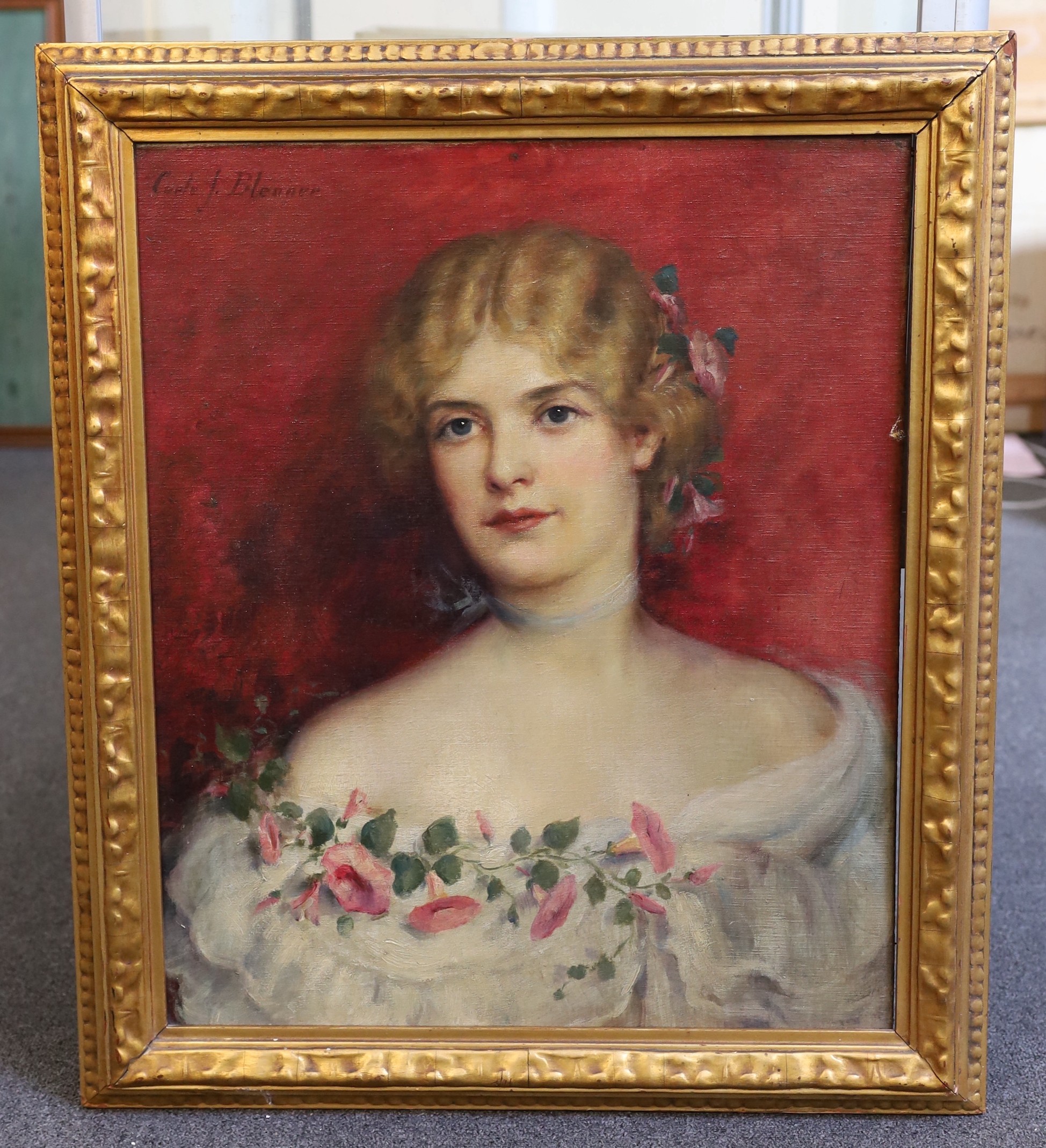 Carle John Blenner (American, 1862-1952), Portrait of a lady, oil on canvas board, 60 x 50cm
